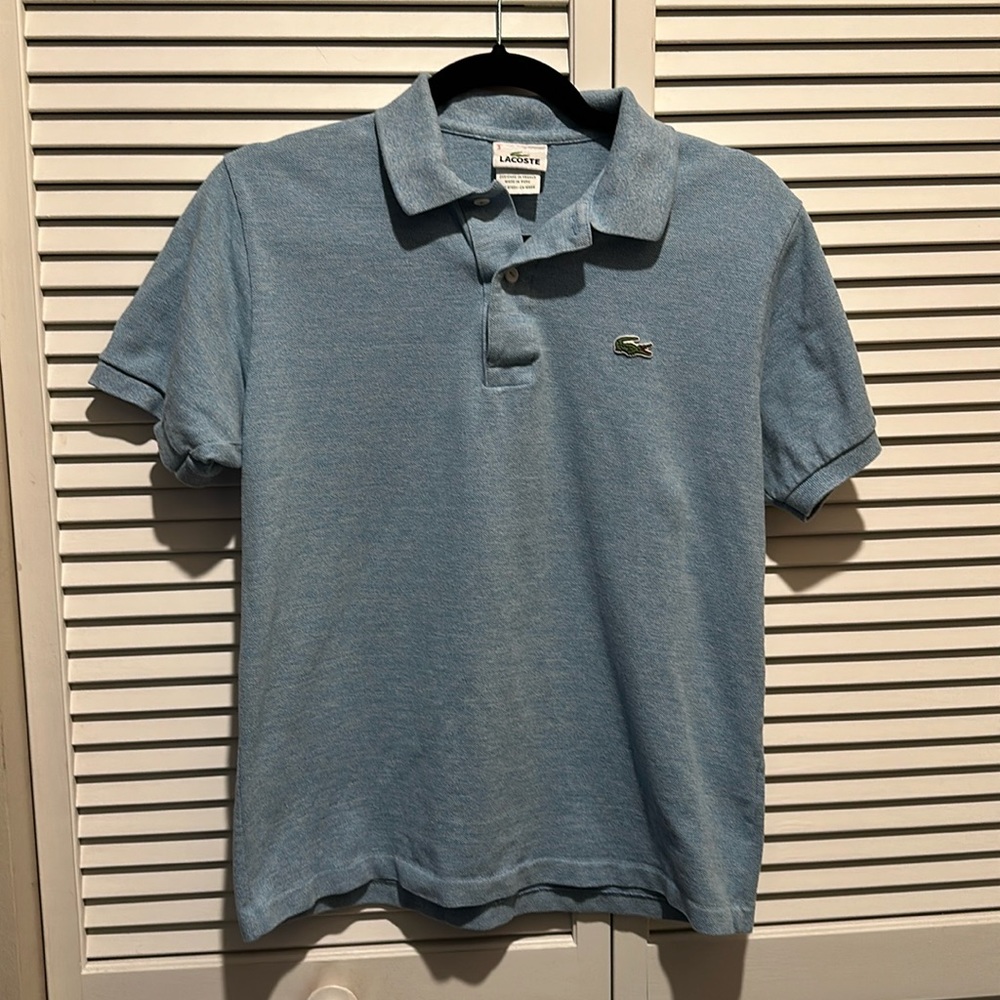 Men’s Lacoste 100% Cotton Pique Polo Heather Light Blue Size 3